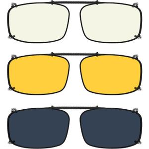 Eyekepper 3-pack Polarized Clip on Sunglasses With Spring Draw Bar Grey/Brown/Green Lens 54 * 34MM