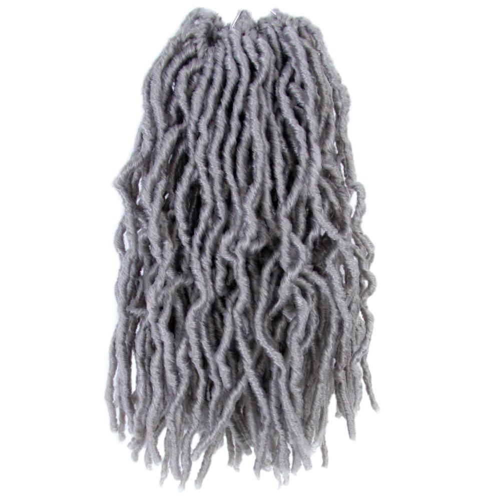 Niseyo Grey Faux Locs Crochet Hair 10 Inch Soft locs, 6 Packs Short Crochet Locs Pre Looped Crotchet Straight Synthetic Hair Extensions (Gray)