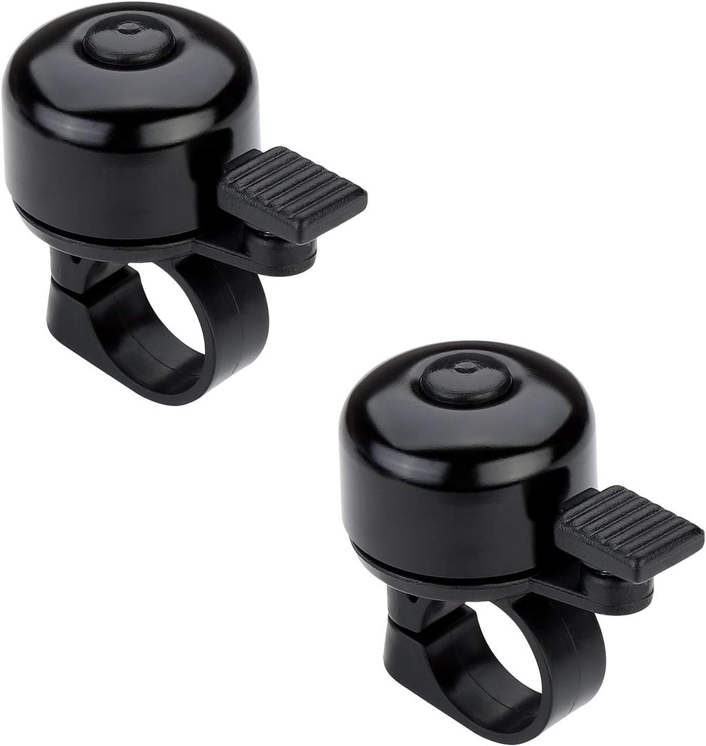 Bike Bell Bicycle Bell Crisp Sound for Adults Kids Boys Girls (2pcs Black - Black)