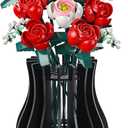 Wooden Vase Kit for Lego Roses Cherry Blossom Sunflower Tulips Daffodils Lotus Cute Flower Vase for Lego Bouquet Arrangement Home Decoration for Women Adults
