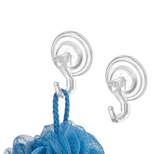 iDesign Power Lock Bathroom Suction Cup Hooks for Loofah, Towels, Sponges and More, Set of 3, Clear