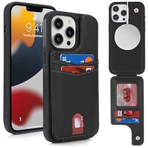 SailorTech for iPhone 13 Pro Max Phone Case with Card Holder, for iPhone 13 Pro Max Wallet Case for Women Men with MagSafe Leather Protective for iPhone13promax case -Black
