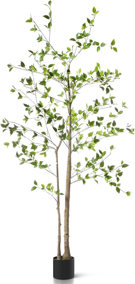 Giegxin 6ft Faux Citrus Tree 72in Minimalist Citrus Artificial Tree with Lifelike Leaves Artificial Plant for Home Indoor Living Room Office Porch Floor Decor, 35.43"D x 7.68"W x 7.48"H