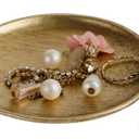 NIKKY HOME Gold Jewelry Tray, Vintage Jewelry Dish Tray with Rabbits, Antique Ring Dish & for Women, Small Trinket Bowl for Vanity Bathroom