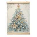 LZYRF Boho Christmas Tree Wall Art Poster Framed, Merry Christmas Decor, Boho Floral Holly Stocking Festive Winter Holiday Canvas Prints Wall Decor for Home Bedroom Living Room, 12x16 Inch