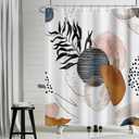 Yeele 71x71 Inch Boho Shower Curtain Abstract Geometric Retro Bathroom Curtains Aesthetic Art Unique Bathroom Sets with Bath Sets for Mens Waterproof Bath Set with Hooks (Yfx05983)