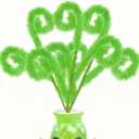 TBD 6Pcs Green Furry Christmas Ornaments Christmas Decorations Christmas Tree Toppers Picks, Green Fuzzy Plush Twigs, Bendable Tree Decor