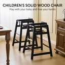 2 Pack Wooden High Chairs for Babies and Toddlers, Restaurant-Style Stackable High Chair with Commercial Grade Solid Wood for Dining Table & Kitchen, Easy to Clean Baby Booster Seat -Black