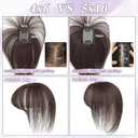 Hair Toppers for Women Real Human Hair-3603D Topper with Bangs for Thinning Hair Clip in Bangs with Upgraded Silk Base Perfect for Daily Wear,510 Dark Brown-2#