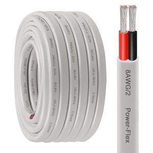 8 Gauge Duplex Marine Wire Tinned Copper Boat Cable, 20ft 8 AWG Standard USA OFC Oxygen Free Copper Wire for Automotive Boat Speakers Solar Outdoors