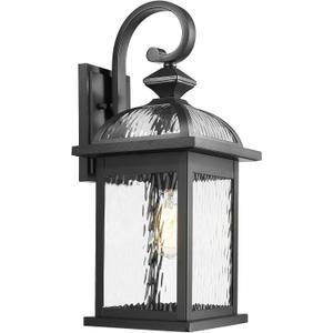 Darkaway Outdoor Lights Fixture Wall Mount, Large 22inch Exterior Wall Light with Water Ripple Glass Waterproof Black Outside Wall Sconce for House Porch Hallway Garage