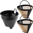 Replacement Parts 1pcs Filter Basket Holder with 2pcs Gold Tone filter, Compatible with Cuisinart Coffee Makers DCC-1100, SS-15