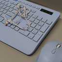 Wireless Keyboard and Mouse Combo, 9 Backlit Effects, Wrist Rest, Phone Holder, 2.4G Lag-Free Ergonomic Keyboards, Rechargeable Silent Cordless Set for Computer, Laptop, Mac, Windows -SABLUTE (Blue)