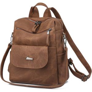 Backpack Purse for Women, Women Backpack Purse Small Leather Waterproof Anti-theft Shoulder Bags Handbags Ladies (Caramel)