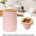 Bathroom Accessories Set 4 PCS, Bamboo Bathroom Accessory Set Includes Soap Dish, Soap Dispenser, Toothbrush Holder, Toothbrush Cup, Bathroom Sets Accessories, Boho Bathroom Decor(Light Pink)