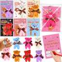 28 Pack Valentines Day Cards with Mini Bear Plush Toy Keychains Valentiens Day Gifts for Kids School, Valentines for Kids Classroom Valentines for Class Exchange Gifts Party Favors for Boys Girls