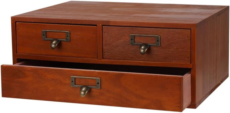 Wooden Storage Box Countertop Drawers Vintage Wooden Drawers Apothecary Cabinet Wood Desktop Organizer Box Library Card Catalog CabinetBROWN03