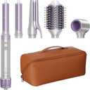 5 in 1 Hot Air Styler- 110,000 RPM Ionic Straighter, High Speed Hair Dryer, Volumizer & Auto-Wrap Curlers, Frizz-Free Styling Tool, Hair Styler Gift Set with Travel Bag (Purple)