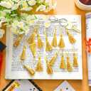 Suncalla 100 Pcs Mini Bookmark Tassels 2.4 Inch Silky Handmade Keychain Tassel Silky Floss Small Crafts for Craft Accessory Gift Tags Jewelry Keychain Making(Gold)