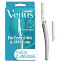Gillette Venus Dermaplaning Tool, 2 Blade Refills, Exfoliating Face Razors for Women, Eyebrow and Facial Dermaplane Razor