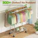 Heavy Duty Rolling Clothes Rack, 620 LBS Load Double Rod Adjustable Garment Rack with Storage Shelves & Lockable Wheels, Portable Clothing Rack for Hanging Clothes for Bedroom, Laundry Living Room