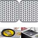 AWOKE Sink Protectors for Kitchen Sink - 12.25" x 11.5" Sink Mat - Heat-resistant Easy-clean Silicone Sink Mat - for Protection of Stainless Steel Sink Pack of 2