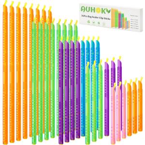 36Pcs Plastic Bag Sealer Sticks, AUHOKY Reusable Bag Sealing Clips with 5 Different Sizes, Keep Bags Airtight Watertight & Food Fresh, Easy Storage Accessories for Kitchen (Random Colors)