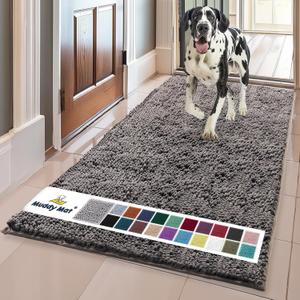 Muddy Mat | Super Absorbent Door Mat Indoor, Microfiber Quick Dry Chenille Entryway Rug, Non-Slip Front Door Mat, Indoor Mats for Entryway, Machine Washable Pet Rug, Charcoal 24" x 96"
