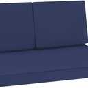 Favoyard Outdoor Loveseat Cushion Set 46 x 26 Inch Waterproof & 3-Year Fade Resistant Patio Furniture Cushions with Removable Cover, Ties and Hidden Zipper for Sofa Bench Couch Pads Set of 3, Blue