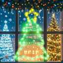 Vigdur Christmas Tree Window Lights, 16' Christmas Silhouette Lights Battery Powered with Bright LEDs, Hanging Decorations for Xmas New Year Wall Door Window Decor (1 Pcs)