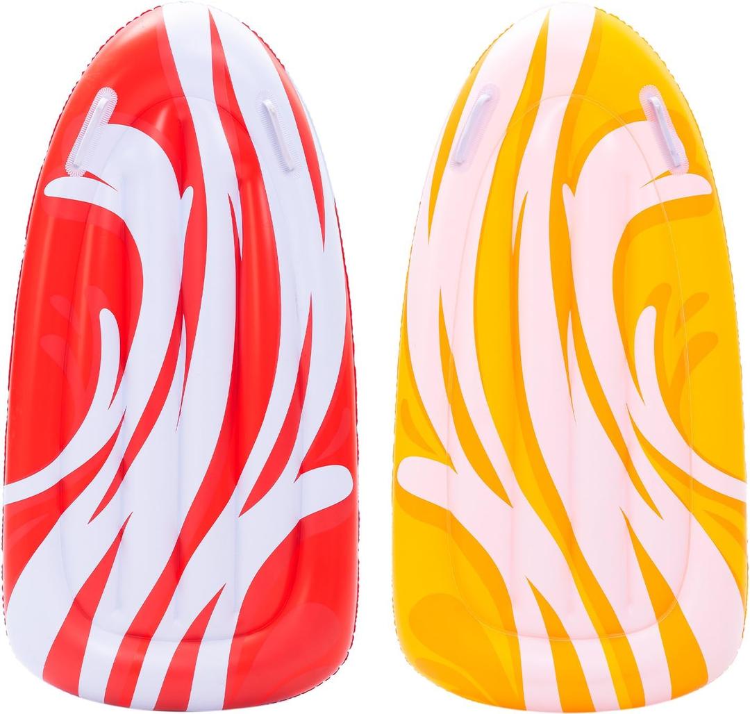 JOYIN 2 Pack Inflatable Body Boards for Water Slides, Body Board for Slip Slide, Swimming Pool Floating Learn to Swim, Summer Water Fun Toy for Kids and Toddlers (Red,yellow)
