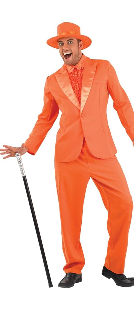 fun shack Tuxedo Costume for Men – Orange – Funny 90s Movie Character Outfit for Halloween & Parties Size M