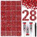 30000Pcs Resin Rhinestones for Bedazzling with Tweezers, Red Rhinestones for Crafting with 3Pcs 10ml B7000 Jewelry Glue for DIY Crafts Clothing Tumblers Shoes Fabric Nail Art