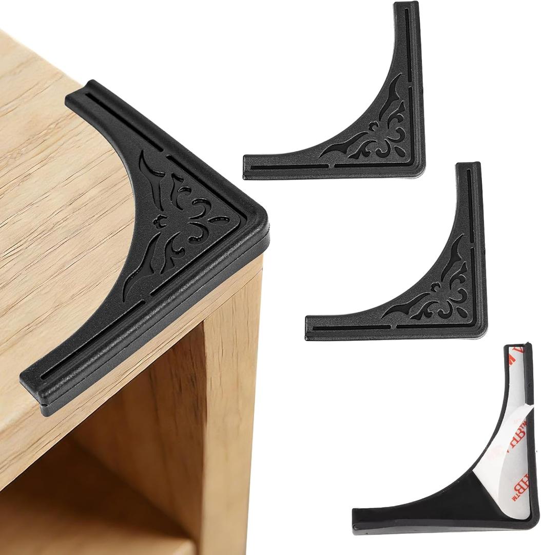 4 Pcs Safety Soft Corner Protectors Guards,Table Corner Protectors Proof Corners and Edge Protectors for Furniture Bookcases Drawers (Soft Black)