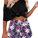 For G and PL Women Summer Floral Beach Boardshorts with Pockets Swim Trunks (Pink, XL)