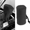 Car Gear Shift Knob Cover, Breathable Anti-Slip Genuine Leather Manual Gear Shifter Stick Protector, Soft Automotive Stick Shifting Handle Cover, Universal for Truck SUV Sedan (Black)