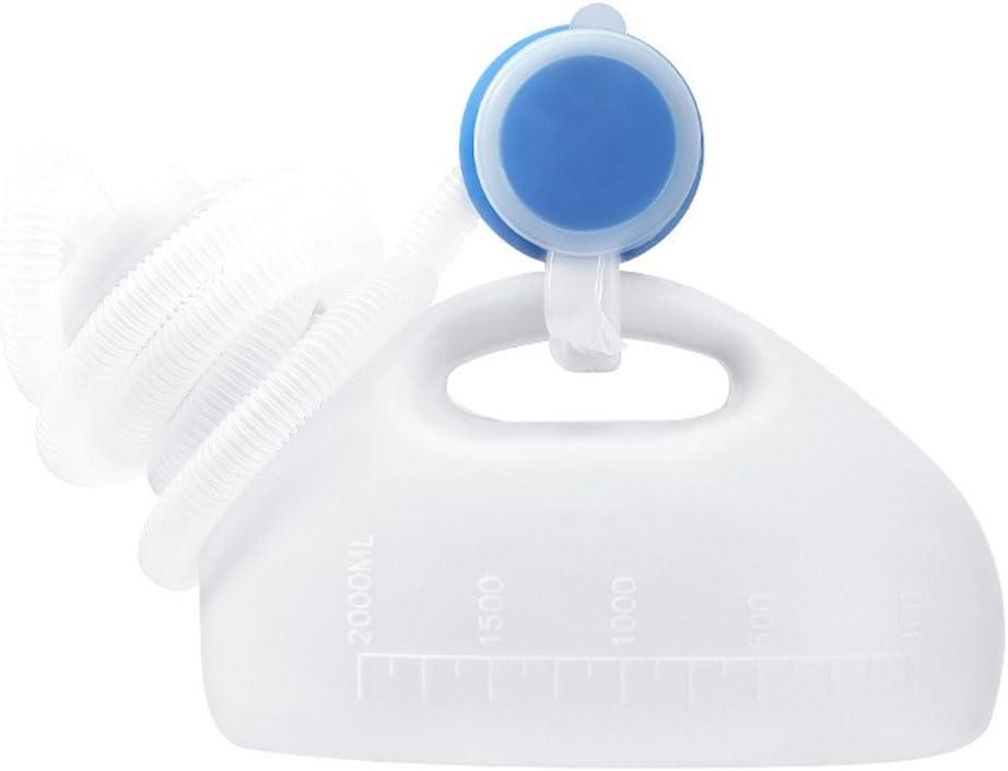 Male Urinal Bottle 68 OZ Portable Urinals for Men 59" Long Hose with Lid (White)