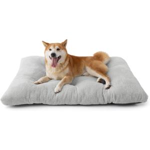 Bedsure Washable Dog Crate Bed Large Sized Dog, Comfort Fluffy Plush Pet Pillow Bed Kennel Pad with Non-Slip Bottom, Machine Washable Pet Sleeping Mat, 35"x23", Gray