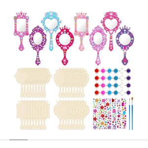 Juexica 36 Sets Wooden Mirror Craft for Girls Kid DIY Decorate Your Own Princess Mirror Unbreakable Paint Hand for Princess Tea Party Gift for Back to School Christmas Birthday Art Activities Favors