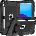 BMOUO for iPad A16 11th Generation Case (11 Inch, 2025), iPad 10th Generation 10.9" 2022 - with Kickstand & Pencil Holder, Heavy Duty Shockproof Protective iPad 11th 10th Gen Case, Black