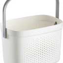 LEVERLOC Portable Shower Caddy Basket, Plastic Cleaning Caddy Organizer Storage Tote with Handle for Bathroom Kitchen Dorm Room Bedroom (Grey&White)
