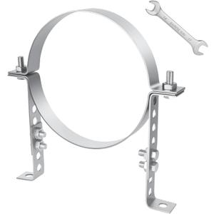 8 inch Adjustable Vent Wall Strap, Heavy Duty Stainless Steel Chimney Adjustable Pipe Bracket, B Vent Wall Bracket, Stove Pipe Hanger Strap Round Split Ring Vent Pipe Strap