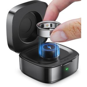 Wireless Charging Case Compatible with Ou-ra Ring Gen 4 Charger, 600mAh Portable Travel Ring Charger Fast Charging Dock with USB-C Cable (Size 9-Black)