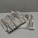 Midcard 10 Sheets Peel and Stick Backsplash PVC Wall Tile,for Kitchen Backsplash (Rectangular Dented Wood with Metallic Silver)