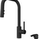 Pfister Zanna Kitchen Faucet with Pull Down Sprayer and Soap Dispenser, Single Handle, High Arc, Matte Black Finish, F5297ZNRB