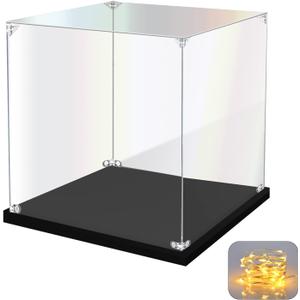 Acrylic Display Case for Collectibles Assemble Clear Acrylic Display Box for Lego Alternative Glass Case for Showcasing Figures Doll Toys Home Storage(10x10x10 inch, 25x25x25 cm)