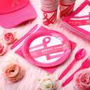 Vesici 300 Pcs Breast Cancer Awareness Party Supplies Pink Ribbon Disposable Paper Plates Napkins and Cups & Cutlery Tableware Set for 50 Guests Breast Cancer Birthday Campaign Party Decorations