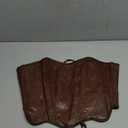 BEAUDRM Women's Y2K Lace Up Tube Crop Top PU Leather Vintage Bandeau Tops Backless Floral Texture Sexy Corset Shapewear, S