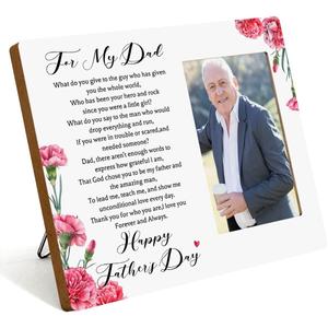 IAXIC Fathers Day, To Dad Photo Frame Gifts, Wooden Picture Frame Gift, Daughters Picture Tabletop Frame, Gifts for Dad from Daughter Son