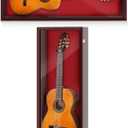 Electric/Acoustic Guitar Display Case Wall Mount Guitar Case Cabinet Shadow Box with Hanger Stand and Lock 98% UV Protection Acrylic Clear Door for Musician Collection(Red Brown,45'')